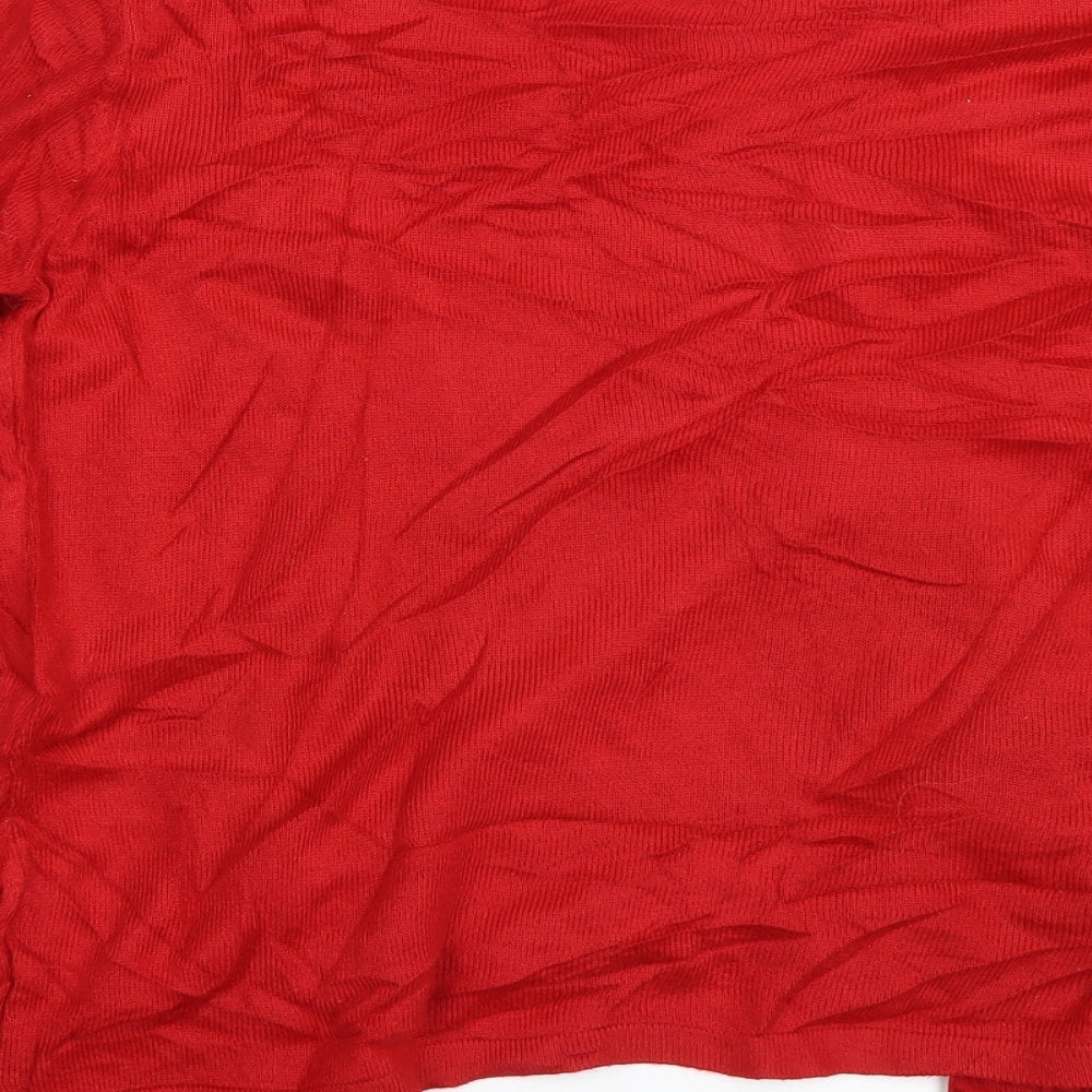 Angelina Womens Red Striped  Pullover Jumper Size S