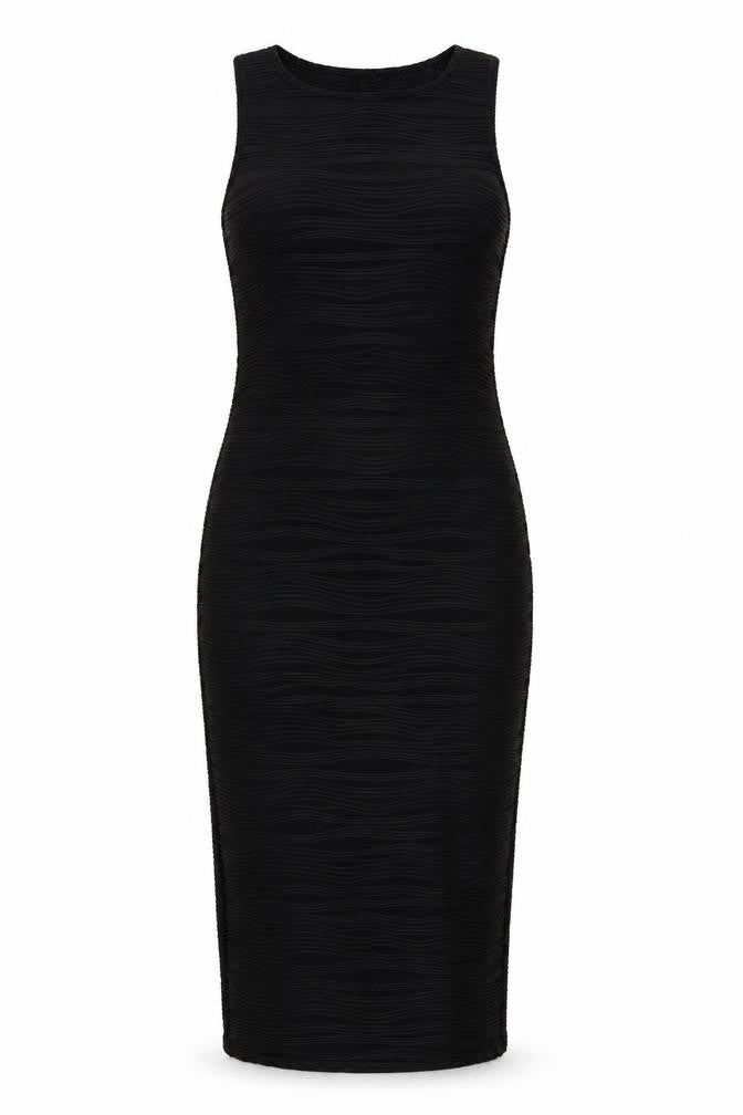 New Look Womens Black Striped  Wrap Dress  Size 10