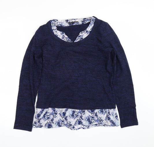 M&S Womens Blue Floral  Pullover Jumper Size 8