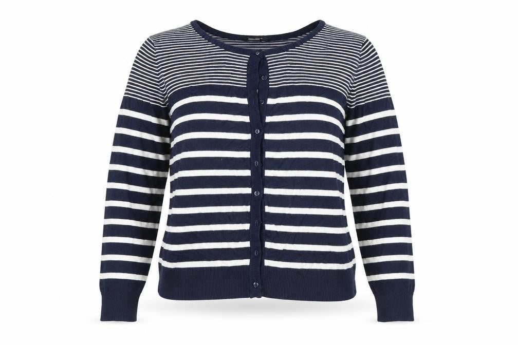 Miso Womens Blue Striped  Cardigan Jumper Size M