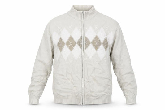 Brooker Mens Brown Argyle/Diamond  Full Zip Sweatshirt Size L