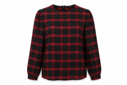 BE VERY Womens Red Check  Pullover Sweatshirt Size 14