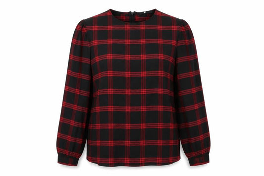 BE VERY Womens Red Check  Pullover Sweatshirt Size 14