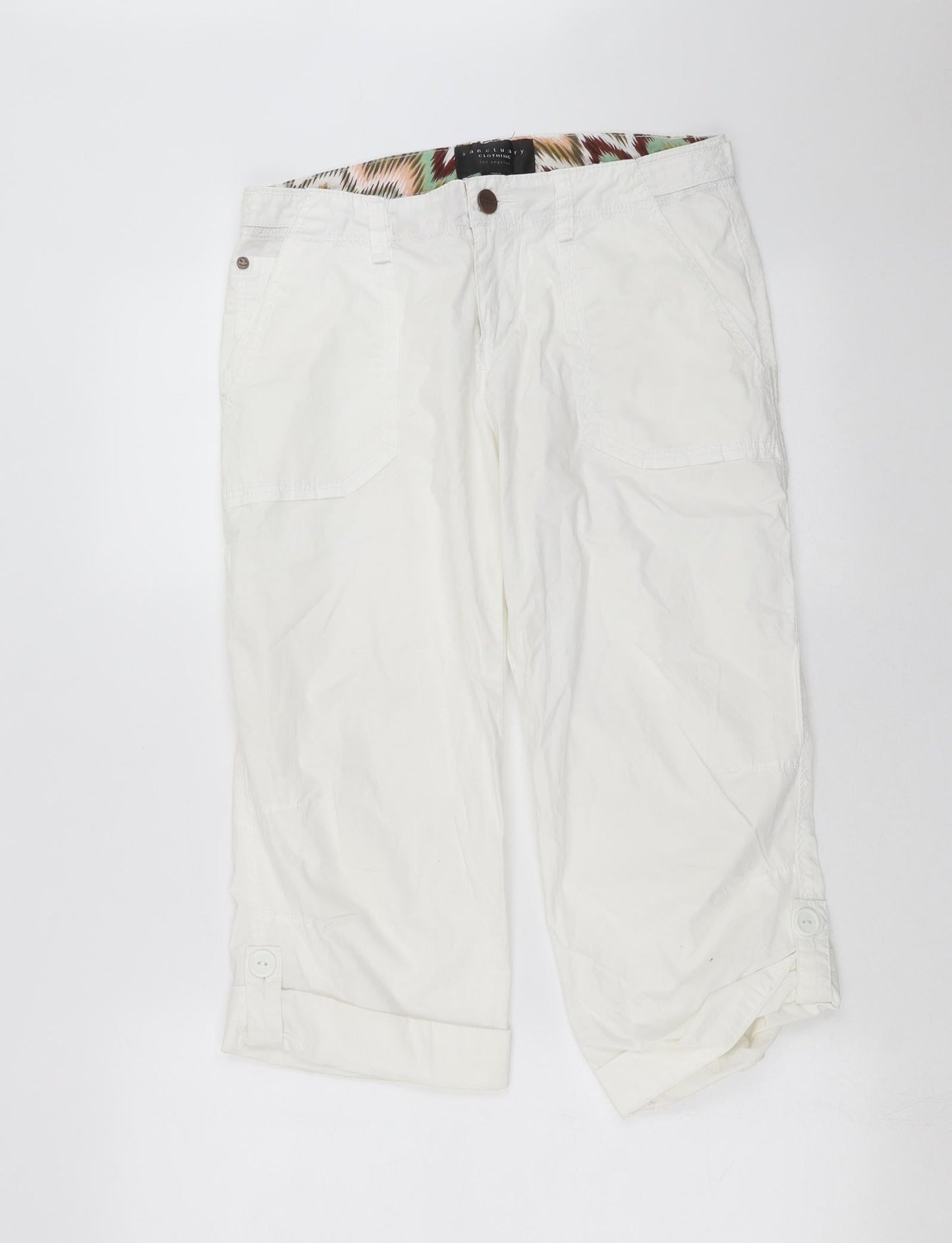Sanctuary Womens White   Cropped Trousers Size 30 in L20 in