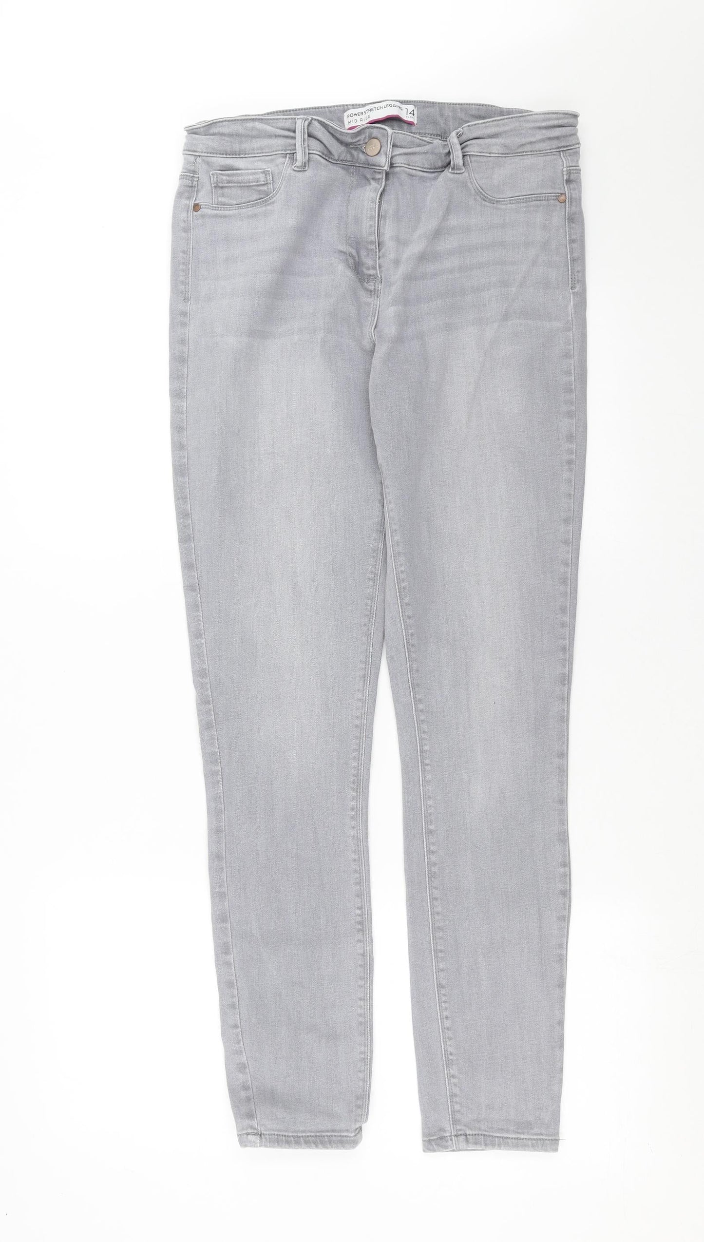 Preworn Womens Grey  Denim Skinny Jeans Size 14 L29 in
