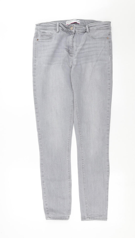 Preworn Womens Grey  Denim Skinny Jeans Size 14 L29 in