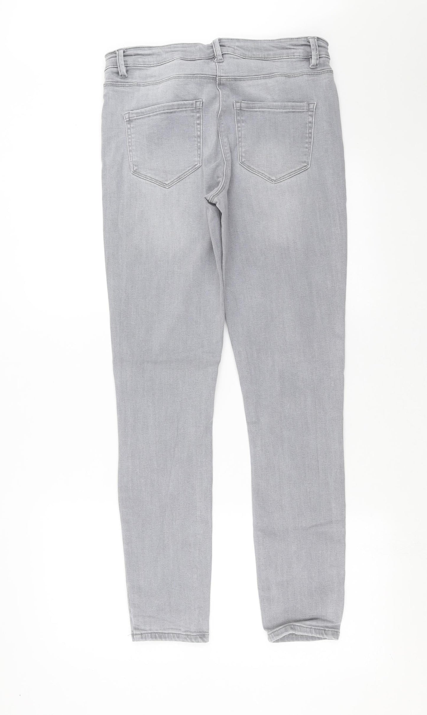 Preworn Womens Grey  Denim Skinny Jeans Size 14 L29 in