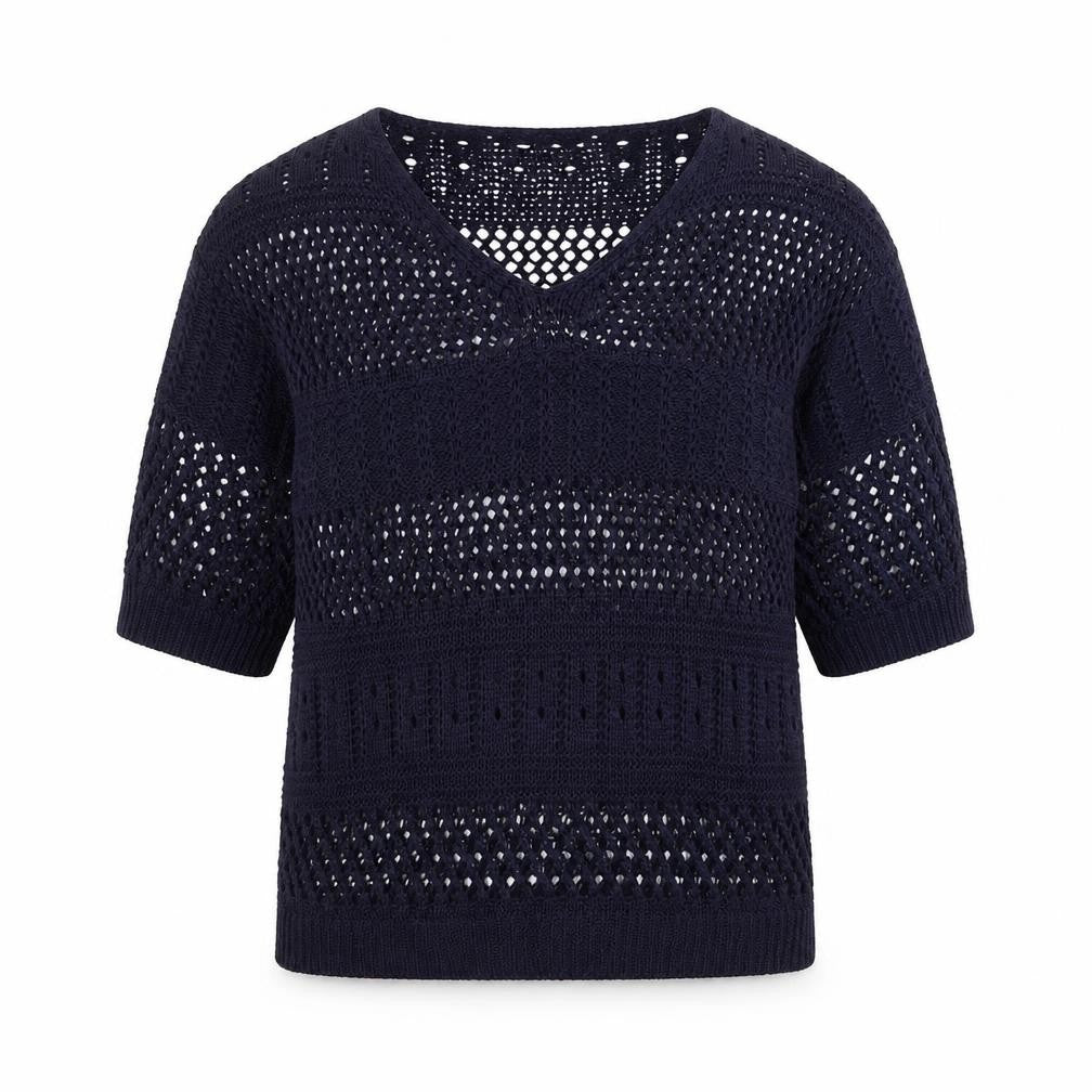 F&F Womens Blue Geometric Knit Pullover Jumper Size 8