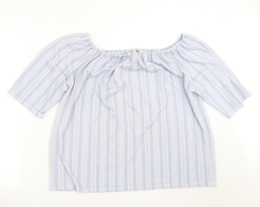 George Womens Blue Striped  Basic Blouse Size 18