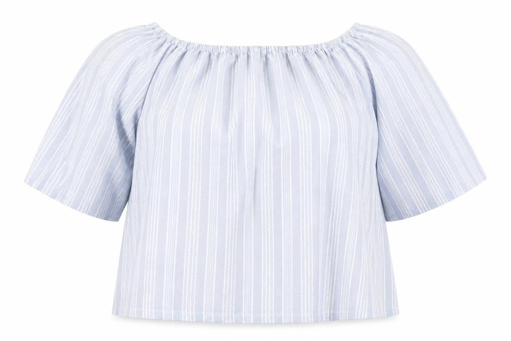 George Womens Blue Striped  Basic Blouse Size 18