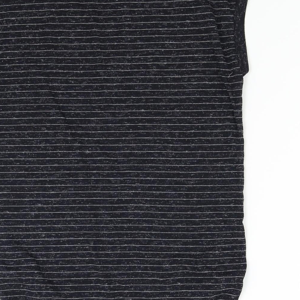 Papaya Womens Black Striped  Basic T-Shirt Size 8