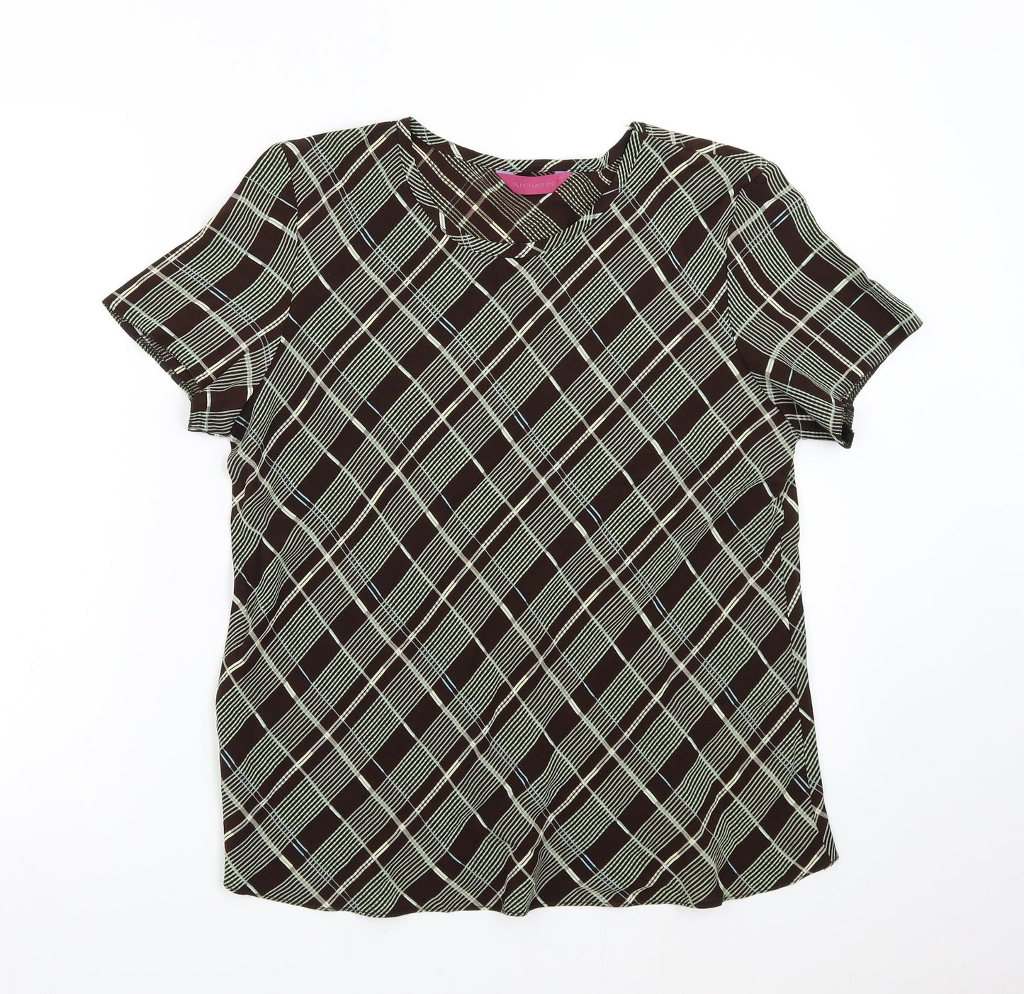 Richards Womens Brown Check  Basic Blouse Size 16