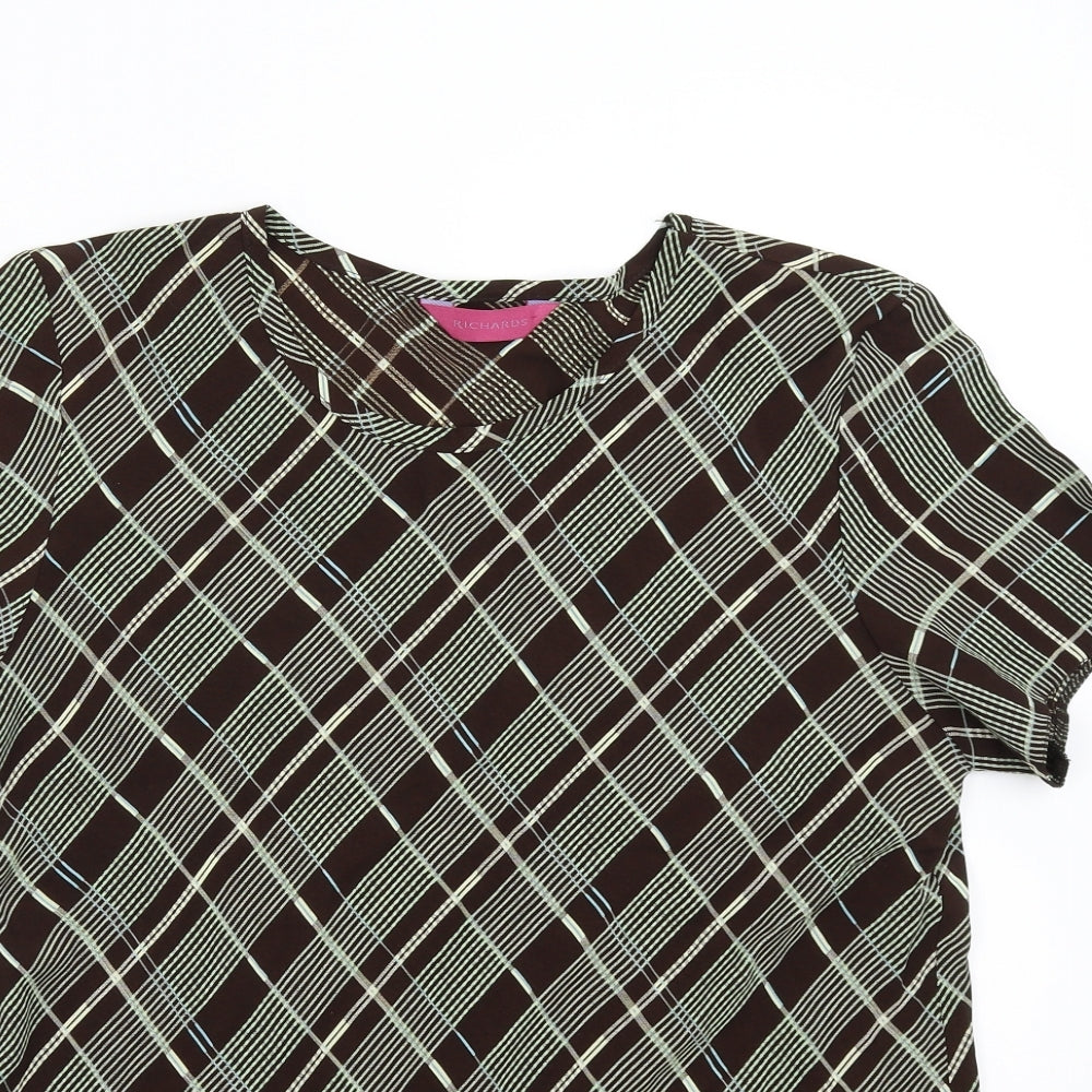 Richards Womens Brown Check  Basic Blouse Size 16