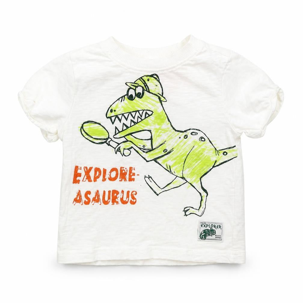 F&F Baby White   Basic T-Shirt Size 12-18 Months  - Dinosaur