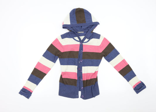 South Womens Multicoloured Striped Knit Cardigan Jumper Size 8
