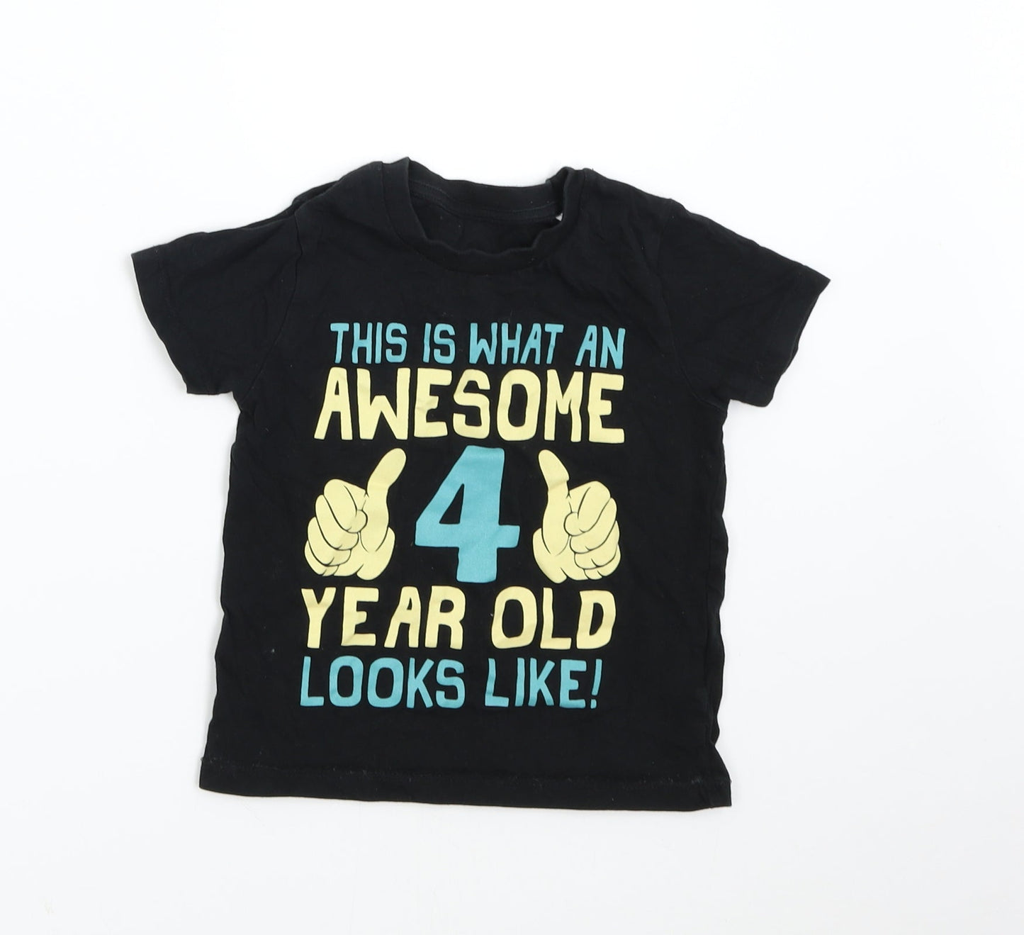 Fair Wear Boys Black   Basic T-Shirt Size 4 Years