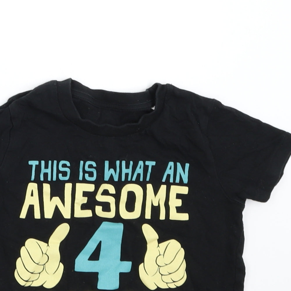 Fair Wear Boys Black   Basic T-Shirt Size 4 Years