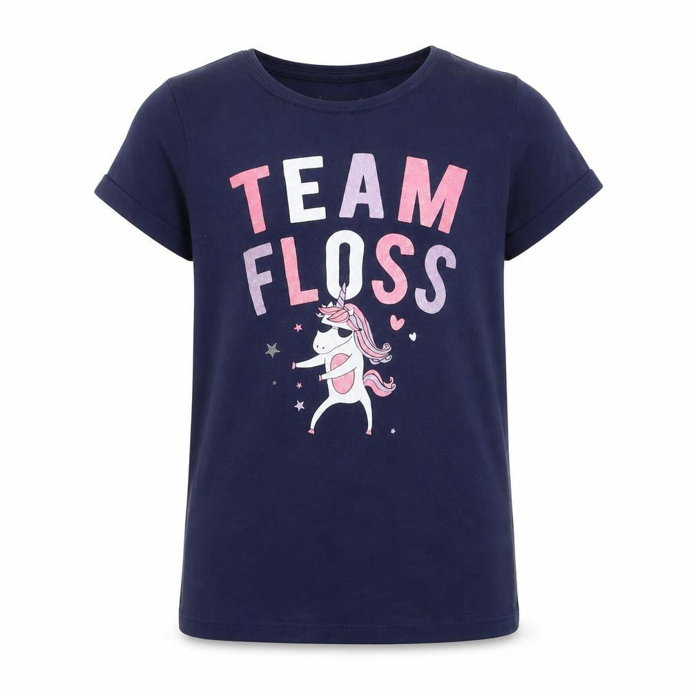 Primark Girls Blue   Basic T-Shirt Size 11-12 Years  - Team Floss Unicorn