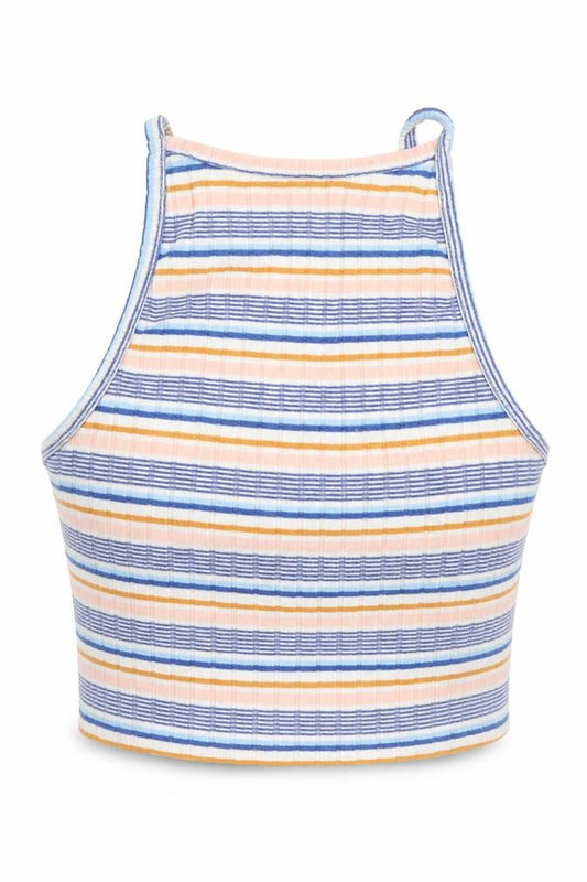 New Look Womens Blue Striped  Cropped Tank Size 6