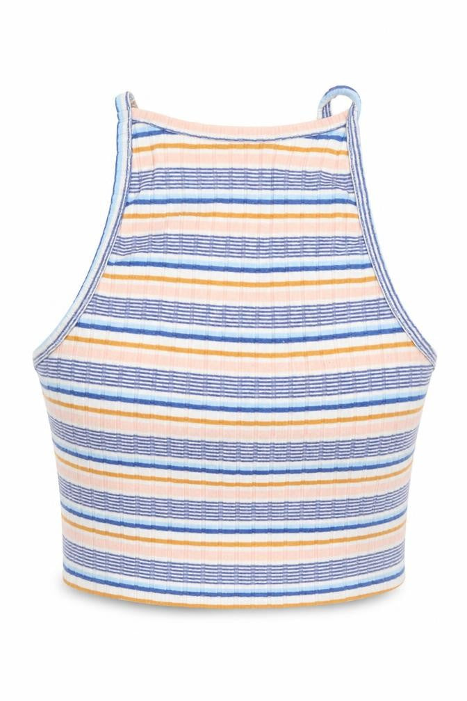 New Look Womens Blue Striped  Cropped Tank Size 6
