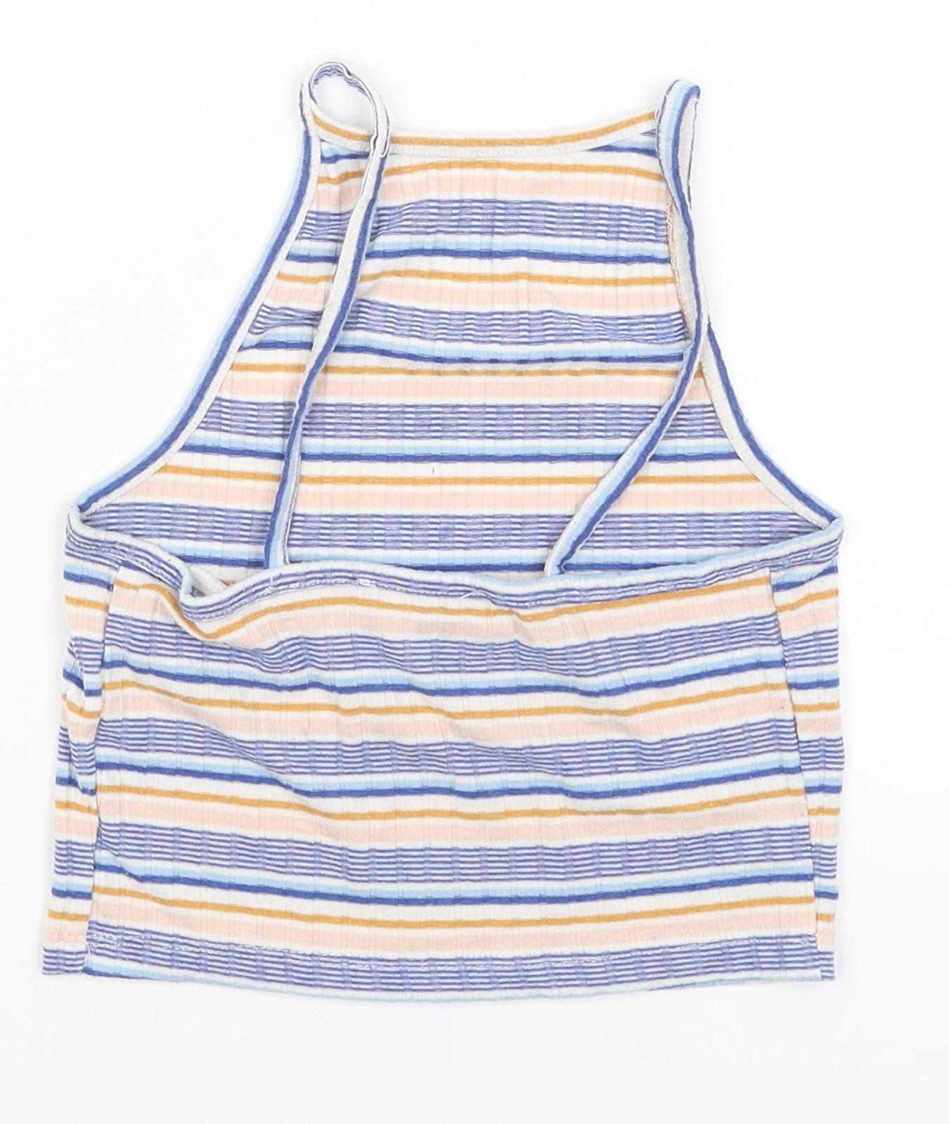 New Look Womens Blue Striped  Cropped Tank Size 6