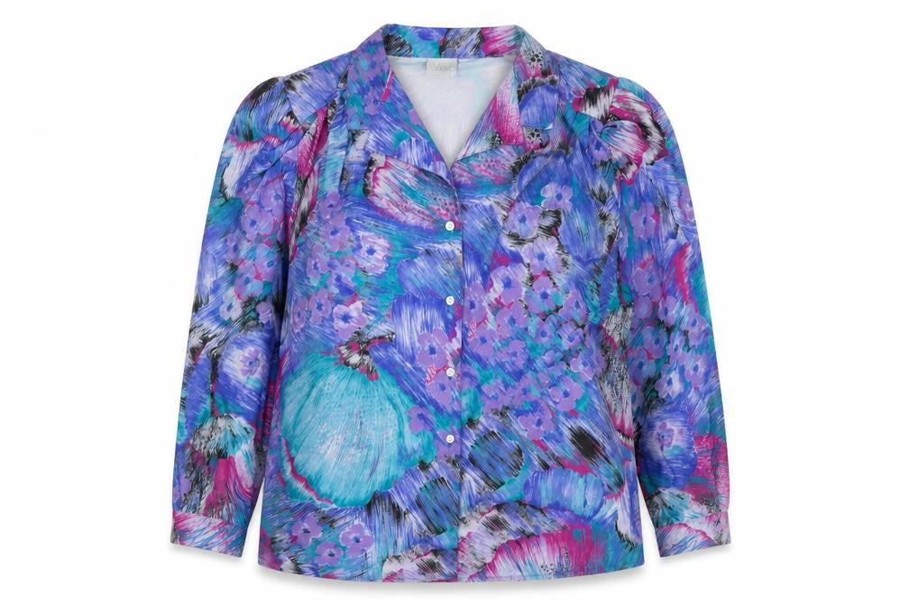 Classics Woman Womens Blue Floral  Basic Button-Up Size 20