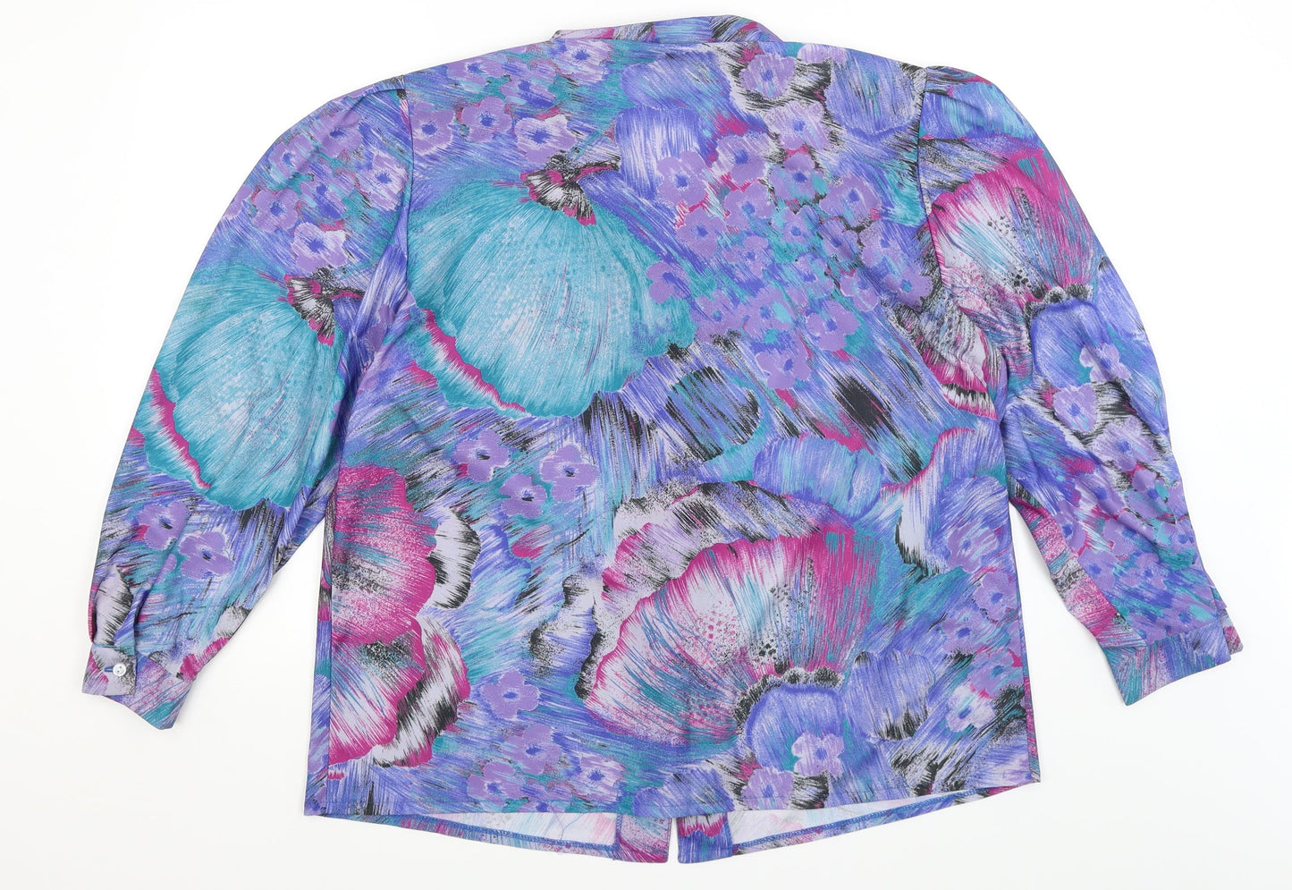 Classic Woman Womens Blue Floral  Basic Button-Up Size 20