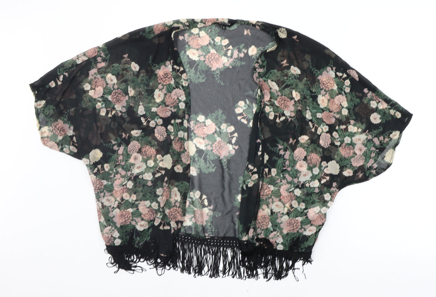 New Look Womens Black Floral  Cardigan Jumper Size 12