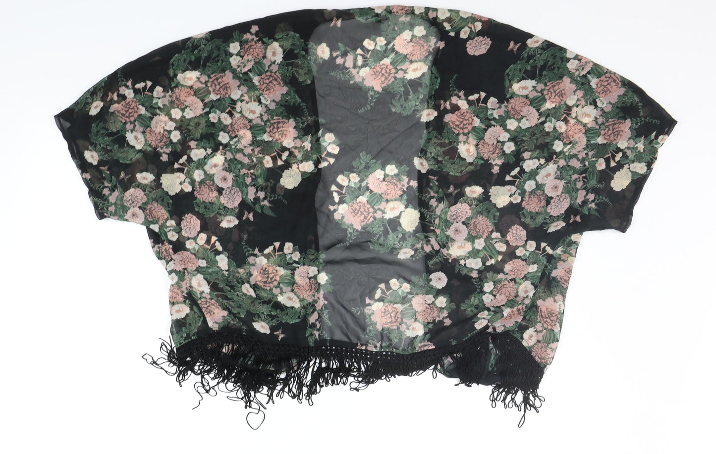 New Look Womens Black Floral  Cardigan Jumper Size 12