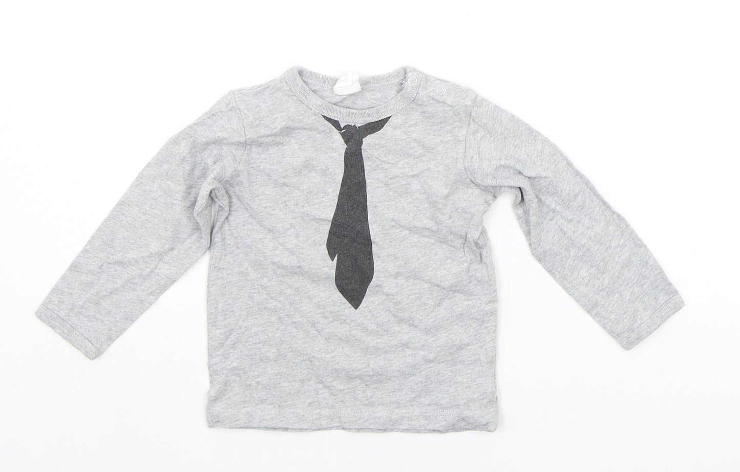 H&M Baby Grey   Basic T-Shirt Size 18-24 Months  - Tie