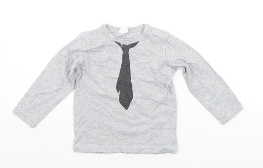 H&M Baby Grey   Basic T-Shirt Size 18-24 Months  - Tie