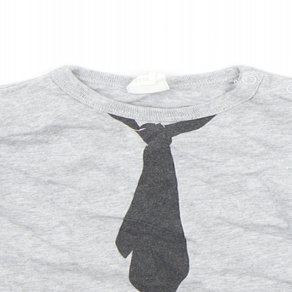 H&M Baby Grey   Basic T-Shirt Size 18-24 Months  - Tie
