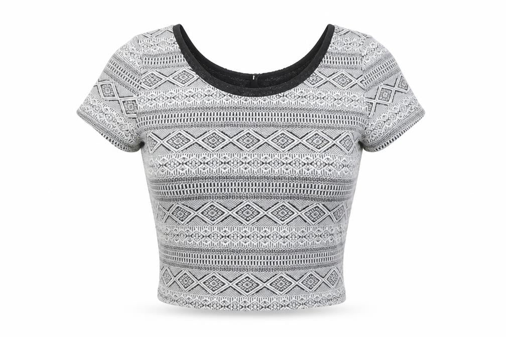 Divided Womens Grey Geometric  Basic Blouse Size S