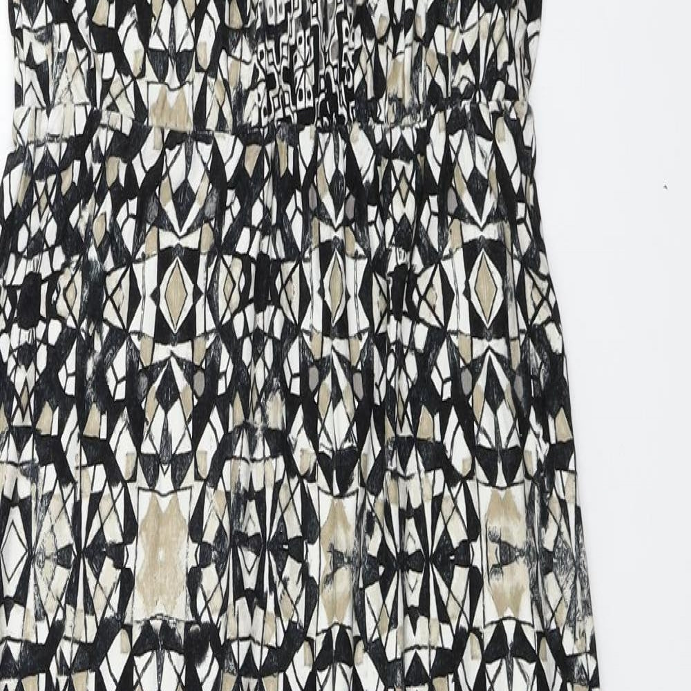 Wallis Womens Beige Geometric  A-Line  Size 8