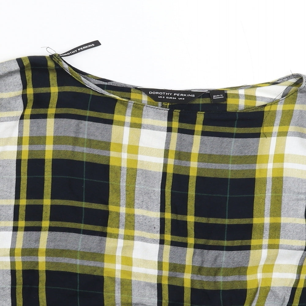 Dorothy Perkins Womens Multicoloured Check  Basic T-Shirt Size 6  - Oversized