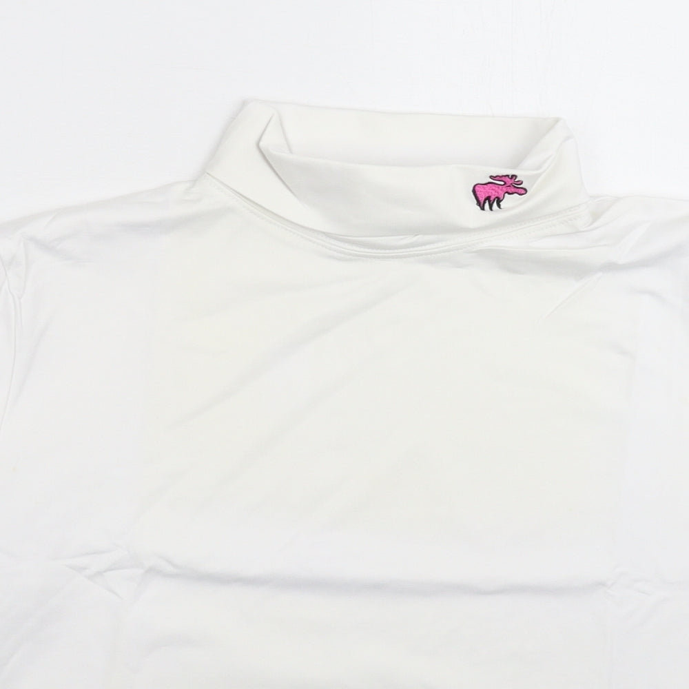 Moose Womens White  Rayon Pullover Sweatshirt Size XL