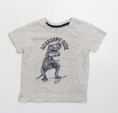 Preloved Primark Girls Grey   Basic T-Shirt Size 2-3 Years - Front