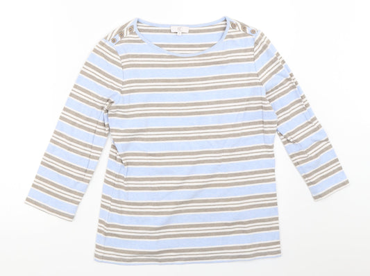 Country Casuals Womens Blue Striped  Basic T-Shirt Size S