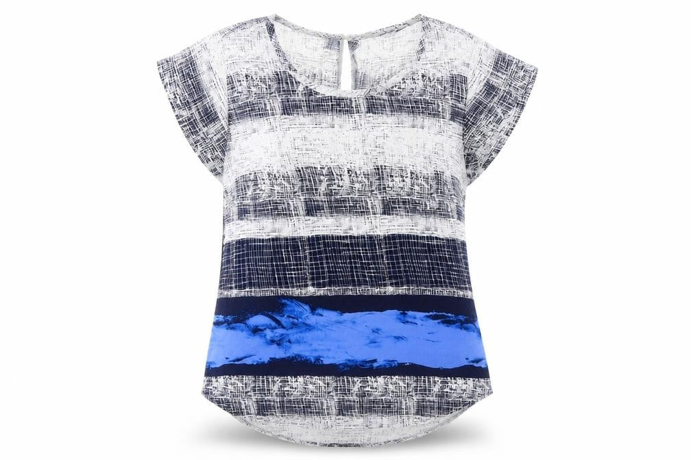 ava christine Womens Multicoloured Geometric  Basic Blouse Size M