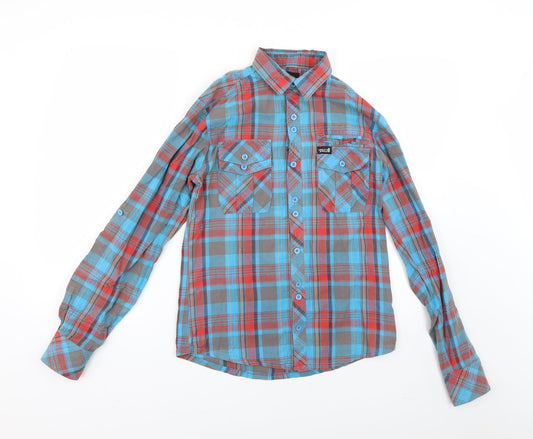 Henleys Mens Multicoloured Check   Button-Up Size S