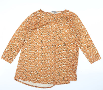 Principles Womens Orange Floral  Pullover Jumper Size 12