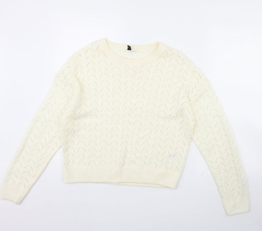 Divided Womens White   Pullover Jumper Size S