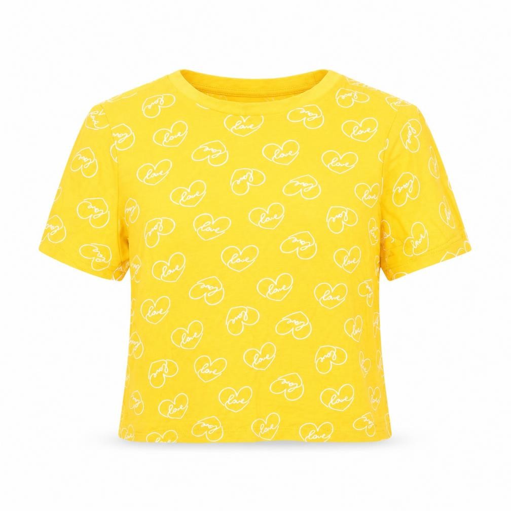 Primark Womens Yellow   Cropped T-Shirt Size S