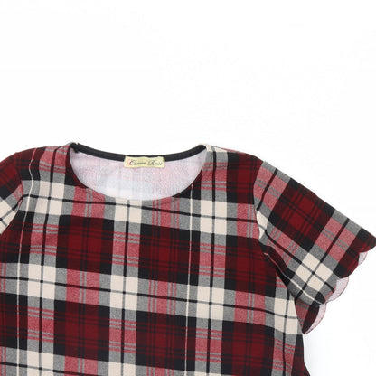 Cameo Rose Womens Red Check Basic Blouse Size 10