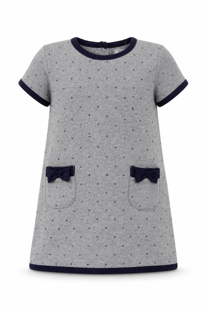 Young Dimension Girls Grey Polka Dot Jersey T-Shirt Dress  Size 12-18 Months