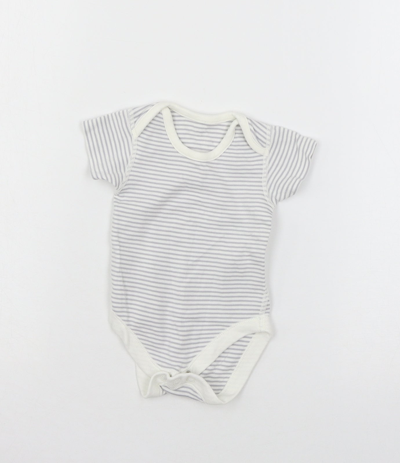 Marks and Spencer Girls Grey Striped Jersey Babygrow One-Piece Size 0-3 Months