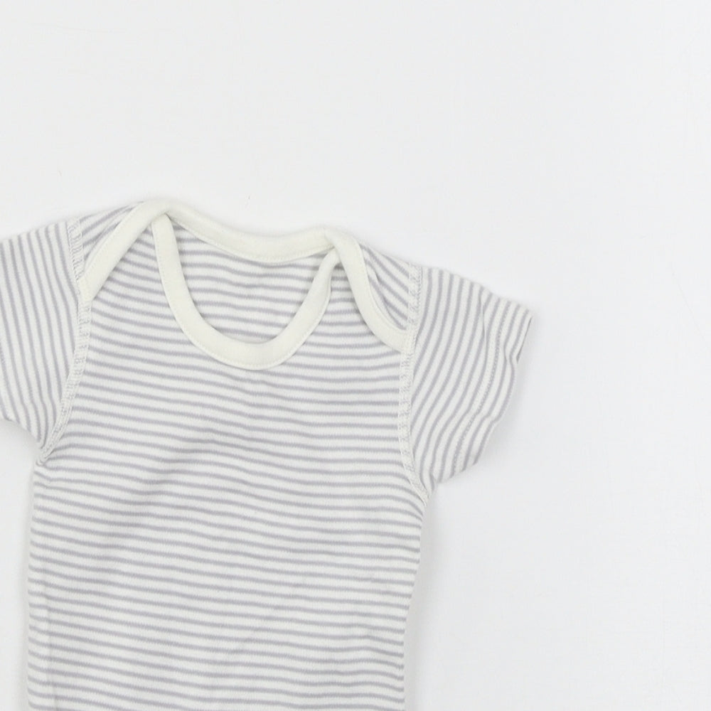 Marks and Spencer Girls Grey Striped Jersey Babygrow One-Piece Size 0-3 Months