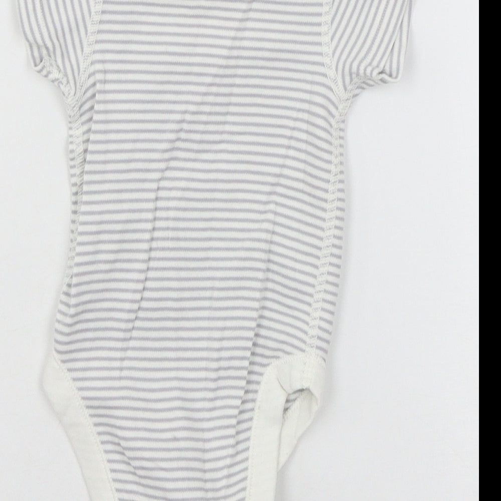 Marks and Spencer Girls Grey Striped Jersey Babygrow One-Piece Size 0-3 Months