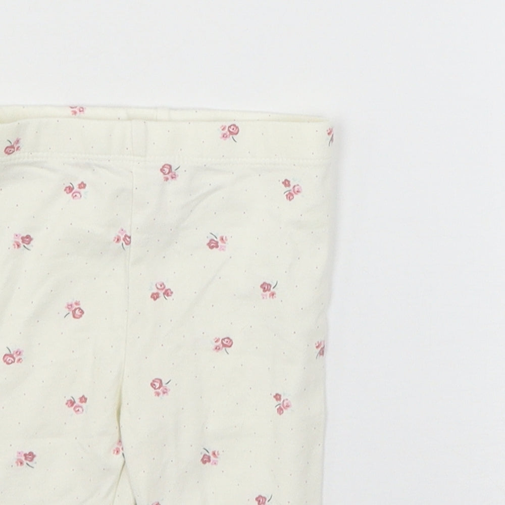 TU Girls Ivory Floral Jersey Jogger Trousers Size 3-6 Months
