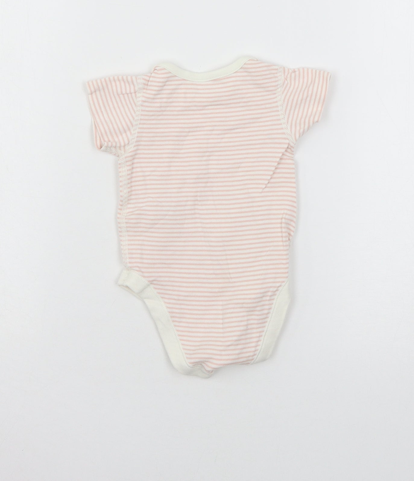 Marks and Spencer Girls Pink Striped Jersey Babygrow One-Piece Size 3-6 Months